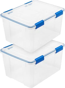 USA Weatherpro 44 Qt Storage Bins with Lids, 2 Pack, Bpa-Free Plastic Gasket Box - Picture 1 of 12