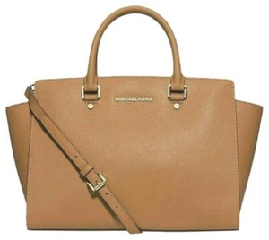 🌞MICHAEL KORS SELMA LARGE TAN BROWN PEANUT SAFFIANO LEATHER SATCHEL BAG🌺NWT! - Picture 1 of 9