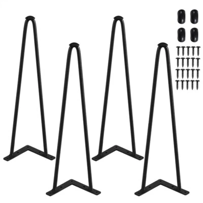 4er Set Tischbeine Möbelfüße Haarnadelbeine Hairpin mit 2 Stangen Tischkufen - Bild 1 von 4