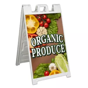 ORGANIC PRODUCE Signicade 24x36 Aframe Sidewalk Sign Banner Decal VEGETABLES - Picture 1 of 9