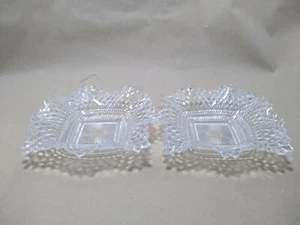 2 platos de caramelo/disco de vidrio transparente vintage con borde de diente de sierra acanalado... Excelente - Imagen 1 de 8