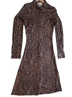 Michael Kors Hecho en Italia Marrón y Negro Estampado Reptil Body Con Midi Talla 12 Foto 1 de 4