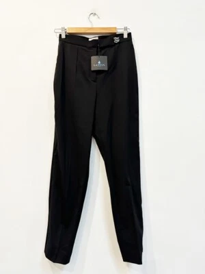 Pantalones para mujer Lanvin Paris de diseñador nuevos con etiquetas talla 8 36 FR de lana negra con cierre impresionante Foto 1 de 4