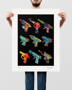 RAY GUN Limited Edition Giclee Print of 195 by TERRY PASTOR Space Gun Tin Toy - Picture 1 of 4