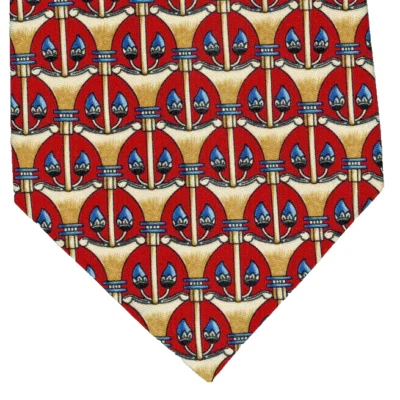 Museo Metropolitano TIE Diseño Geométrico Morisco Rojo 59 x 4" Seda Hecho en Canadá Foto 1 de 4