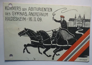 Gymnasium Andreanum Hildesheim - Kommers der Abiturients 1909 cartolina Studentika - Foto 1 di 2