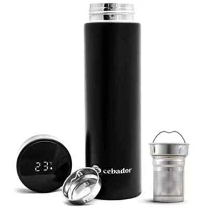 Thermosflasche LED Anzeige Temperatur Thermoskanne für Kaffee Tee 480ml mit Sieb - Bild 1 von 10