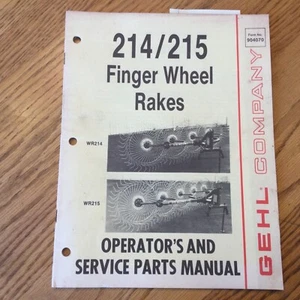Gehl 214 & 215 HAY RAKES SERVICE PARTS MANUAL LIST OPERATOR’S GUIDE BOOK 904070 - Picture 1 of 3