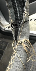 CUBIERTA DE VOLANTE DE CUERO DE DOS TONOS PARA VAUXHALL VELOX 51-57 PUNTO CREMA - Imagen 1 de 4