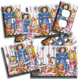 COUNTRY DOLLS RETRO TOYS TEDDY BEAR LIGHT SWITCH OUTLET WALL PLATE FARMHOUSE ART - Picture 1 of 34