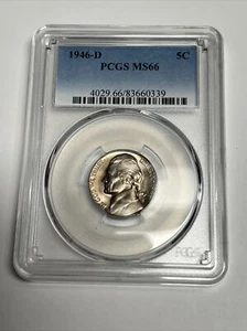 1946-D PCGS MS66 Jefferson Nickel GEM BU Coin, Bright Toned Beauty! - Picture 1 of 2