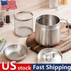1.5L Deep Frying Pot Oil Filter Tank Stainless Steel Oil Fryer Filter Cup Combo - Picture 1 of 10