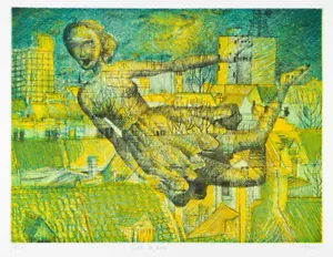 Amanda UPTON Full Moon - original signed etching, magical realism, architecture - Picture 1 of 3