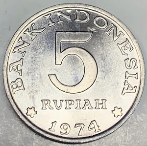 # C2402 INDONESIA COIN, 5 RUPIAH 1974 Unc. - Picture 1 of 2
