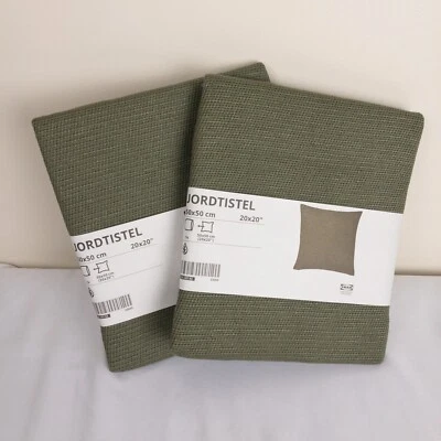 Lote de 2 fundas de almohada 100 % algodón verde 20x20 Ikea Jordtistel nuevas Foto 1 de 4