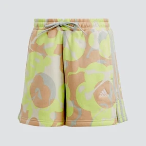 New adidas Womens Floral Graphic 3-Stripes Printed Shorts IL3010 Wonder Silver L - Picture 1 of 11