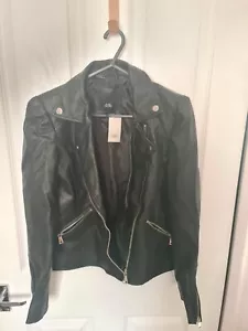 River Island Faux Leather Biker Power Summer Jacket Size 8 - Picture 1 of 1