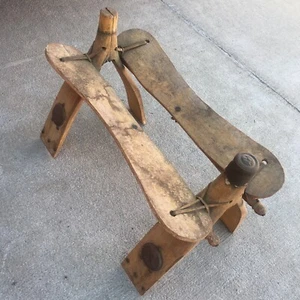 Vintage WOODEN Horse Saddle Chair Holder Cowboy Cave Collectible Decoration - Picture 1 of 9