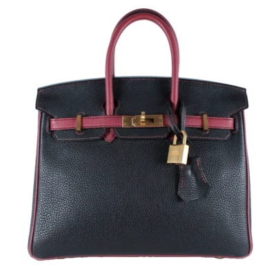 Bolso HERMES 2018 Pedido Especial HSS Noir Negro y Rojo H Rojo Togo Birkin 25 BGHW Foto 1 de 4