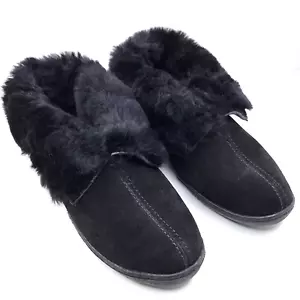 Zapatilla botín de cuero de oveja Minnetonka para mujer talla 8 negra - Imagen 1 de 13