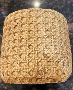 Vintage Basketweave Pottery Vase Or Catch-All With Textured Design 5.75" Diamete - Picture 1 of 6