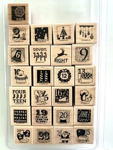 Retired Stampin' Up! 25 Piece 25 & COUNTING Stamp Set Advent Christmas Countdown - Picture 1 of 3