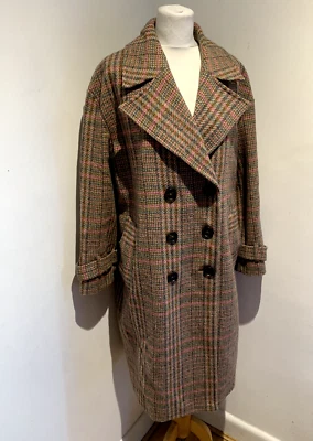 Abrigo largo Per Una Marks and Spencer talla 16 para mujer tweed midi rosa mezcla de lana Foto 1 de 4