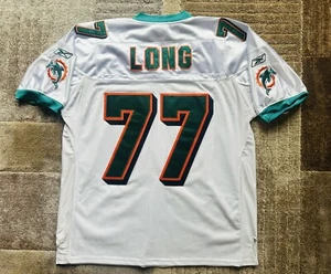 Men's Size 50 Jake Long 77 Miami Dolphins NFL Reebok On Field Jersey White  - Picture 1 of 4