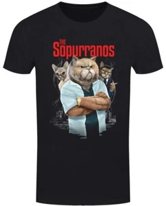 The Sopurranos, Black T-Shirt, Feline Mobster Gangster Crime Family, Horror Cats - Picture 1 of 4