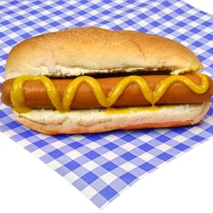 BLUE Gingham Duplex Paper Food Wrap Greaseproof Chip Basket Liners 250x375mm  - Picture 1 of 3