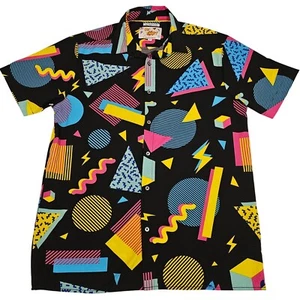 Oh Snap! Driller Co. Vintage helles kurzärmliges Hemd mit geometrischem Druck und Knopfleiste - Bild 1 von 10