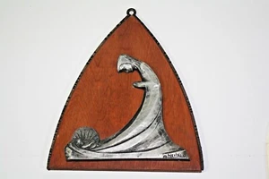 Vintage A. Neilson Signed, Mary & Baby Jesus Pewter on Wood Wall Plaque. - Picture 1 of 8