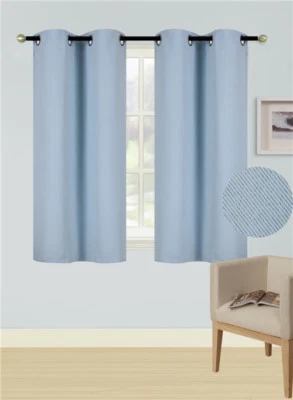 1 SET 100% BLACKOUT INSULATE THERMAL SHORT PANELS WINDOW CURTAIN IN 36" 54" 63"L - Image 1 of 3