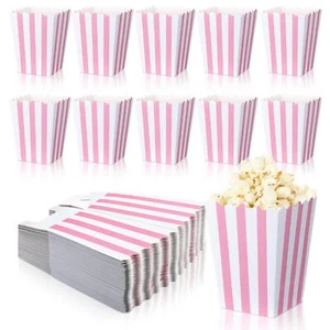 48PCS Pink Popcorn Boxes Bags Kids Party Treat Boxes Wedding Birthday Decoration - Picture 1 of 8