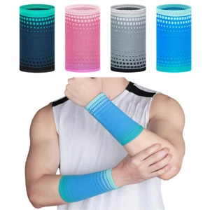 2 PCS Sports Wristband Knitted Compression Basketball Fitness Breathable Strap - Picture 1 of 6