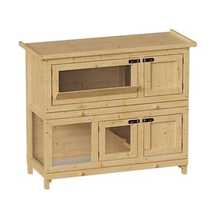 Hasenstall- Kaninchenstall aus Holz, Winterfest, doppelstöckiger Kleintierstall - Bild 1 von 16