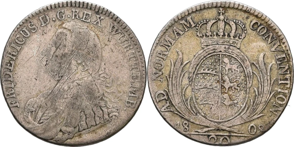 Württemberg 20 Kreuzer 1808 Friedrich I., 1806-1816  6,4g Original Münze #GFT340 - Bild 1 von 1