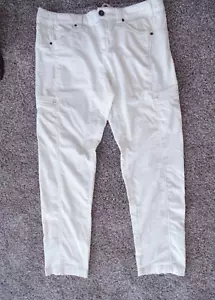 ATHLETA White Corduroy Cargo Chino Hiking Straight Leg Pants Womens 16 Stretch - Picture 1 of 7