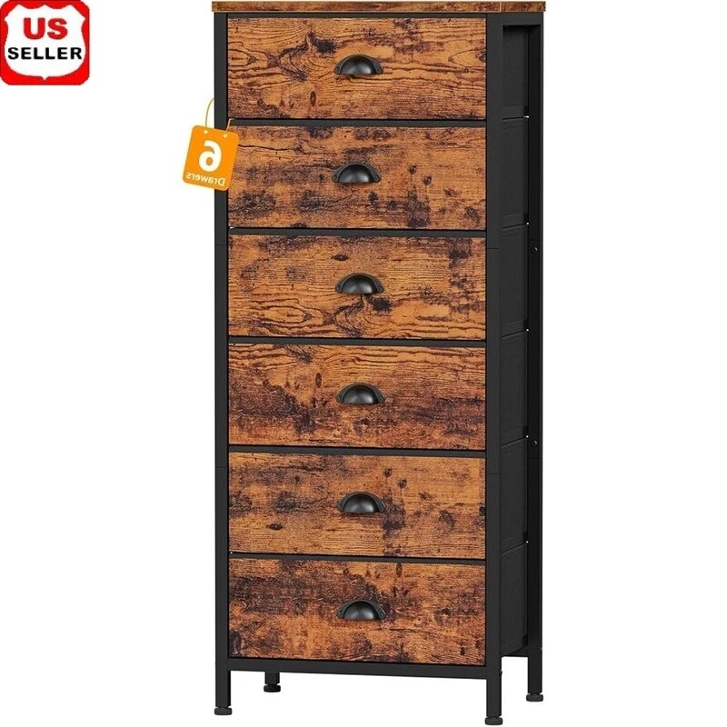 Высокий комод с 6 ящиками Вертикальная тумбочка-органайзер Спальня Общежитие Хранение Новый - Изображение 1 из 4