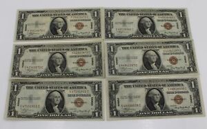1935 Series US $1 Hawaii Overprint Silver Certificates Lot of 6 No Reserve C87-9