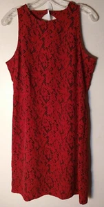 NEW YORK & CO. WOMEN'S MISSES SIZE 12 RED SLEEVELESS DRESS SNAKE SKIN DESIGN NWO - Picture 1 of 7