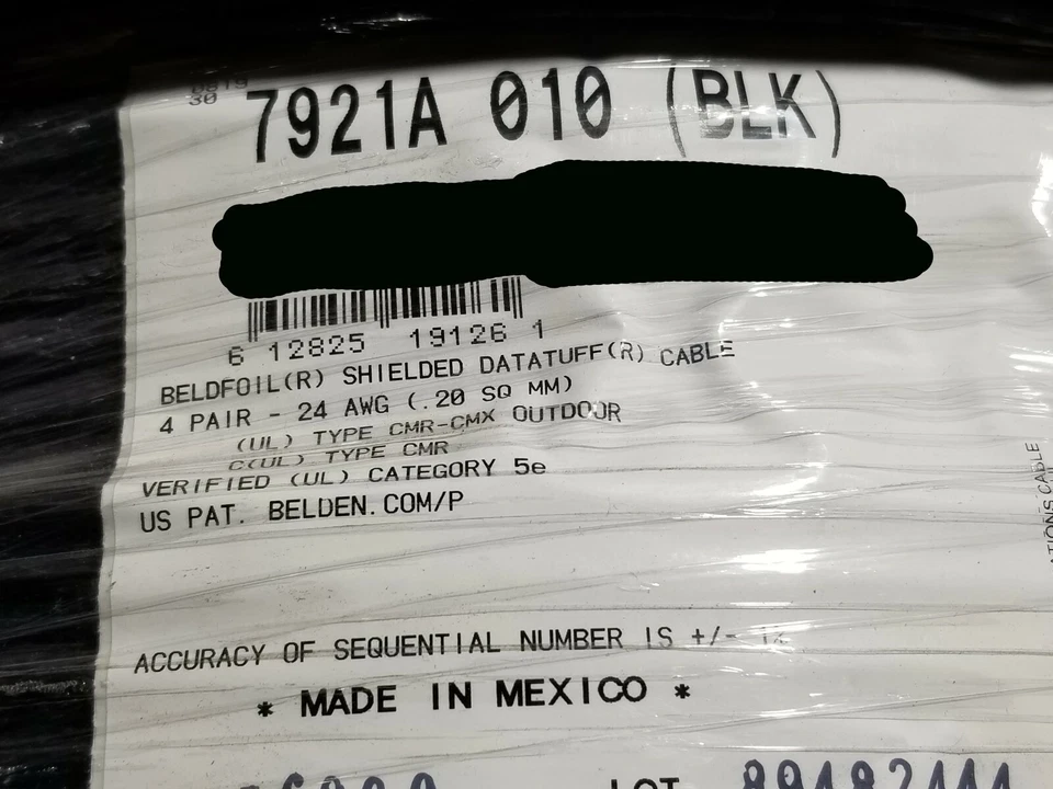 Belden 7921A 24/4P SF/UTP CAT5e DataTuff Shielded Bonded Pair Cable Black /50ft - Image 1 of 4