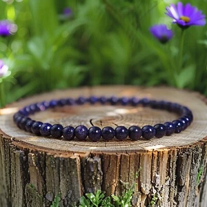 Natural 4MM Blue Goldstone Beads Healing Gemstone Women Men Stretch Bracelet New - Picture 1 of 4