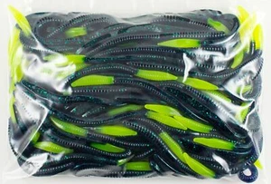 ZOOM THE ORIGINAL TRICK WORM 100 PACK BULK 6.5" 006-123 JUNEBUG CHARTREUSE F2245 - Picture 1 of 2