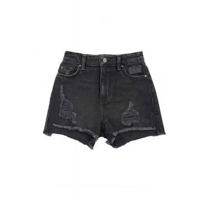 Pantalones Cortos de Denim Guess Para Mujer Negros Desgastados Cintura Alta Jean Rasgado Corte Talla 24 Foto 1 de 4