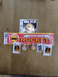 Vintage 1995 Houston Rockets NBA World Champions Buttons, Pins, Bumper Sticker - Picture 1 of 5