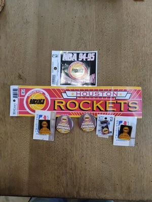 Vintage 1995 Houston Rockets NBA World Champions  Buttons, Pins, Bumper Sticker - Image 1 of 4