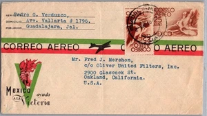 MEXICO 1945 POSTAL CACHET UPRATED STATIONERY COVER COMM WWII VICTORY ADDR USA - Picture 1 of 2