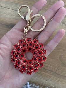 Schlüsselanhänger Bagcharm Mohn rot Blume NEU - Bild 1 von 4