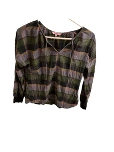 Juicy Couture karierter Pullover V-Ausschnitt grau grün schwarz Grunge 90S Damen Medium - Bild 1 von 16